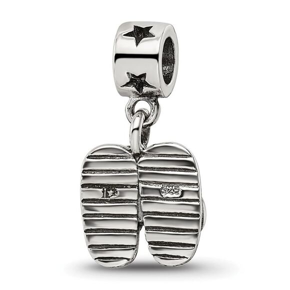 Kazi Luxury Collection Sterling Silver Flip Flops Dangle Reflections Bead - Picture 6 of 6